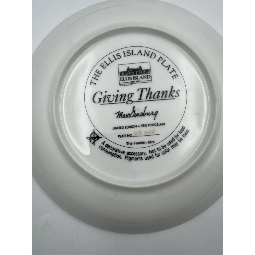 The Franklin Mint Collectors Plate :‎ The Ellis Island Lot Of 6 by Max Ginsburg
